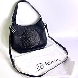 BRIGHTON Charlette Black Pebbled Leather Handbag